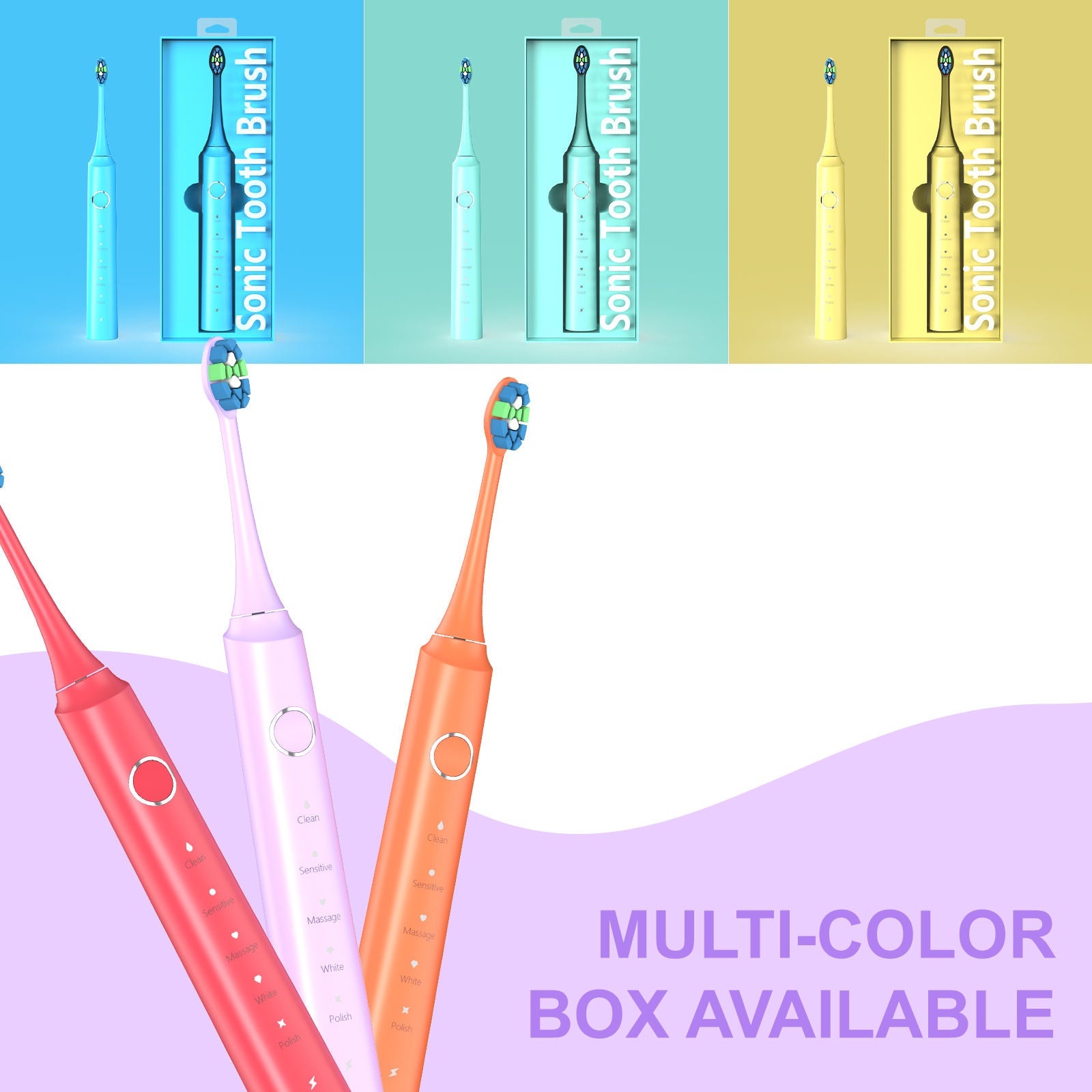 Sonic Electric Toothbrush with Soft Bristles Waterproof IPX7 Replacement Toothbrush Heads Electronic Teeth Brush