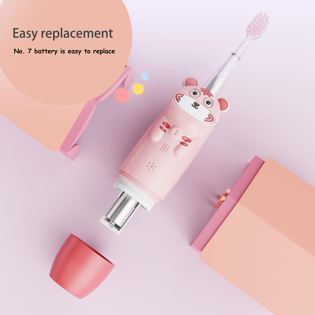 Silicone Electric Baby Toothbrush LED Light 360 Degrees Sonic Toothbrush Automatic Replacement Heads Children's Toothbrush