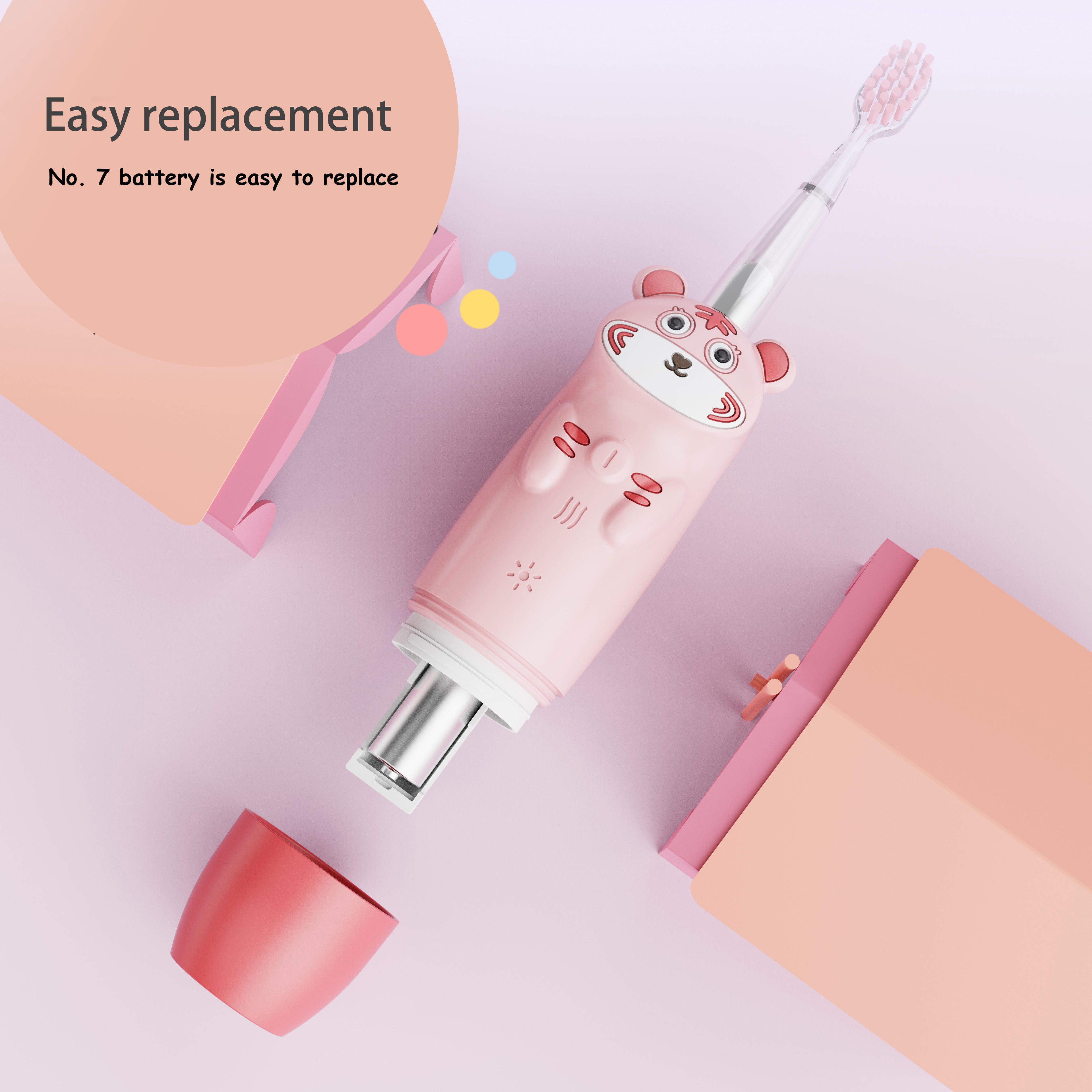 Silicone Electric Baby Toothbrush LED Light 360 Degrees Sonic Toothbrush Automatic Replacement Heads Children's Toothbrush